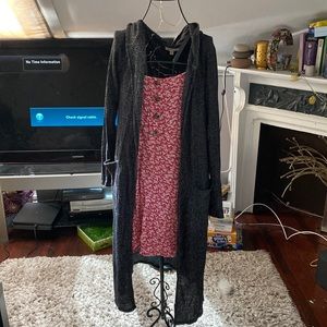 LG long grey Cardigan with hood
